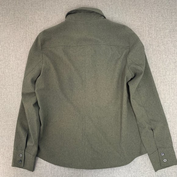 New York & Company Button Down Blouse Long Sleeve Collared Large Green Top‎ - Picture 9 of 12